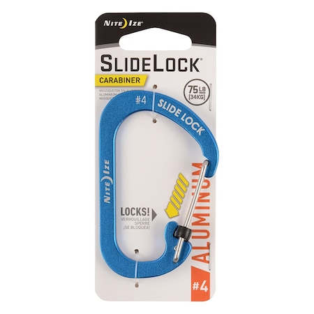 Nite Ize 2023 Nite Ize Slidelock Carabiner Aluminum No 4, Blue NIT-CSLA4-03-R6